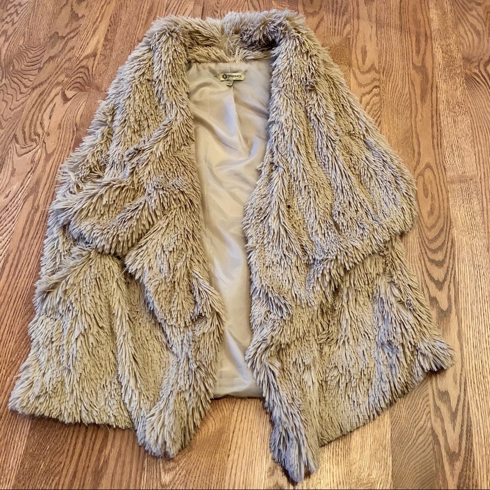Democracy Fur Vest Tan Layering Cozy Flow XL